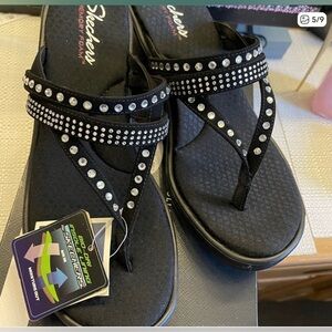 Authentic Skechers Black Sparkles Rhinestone Sandals